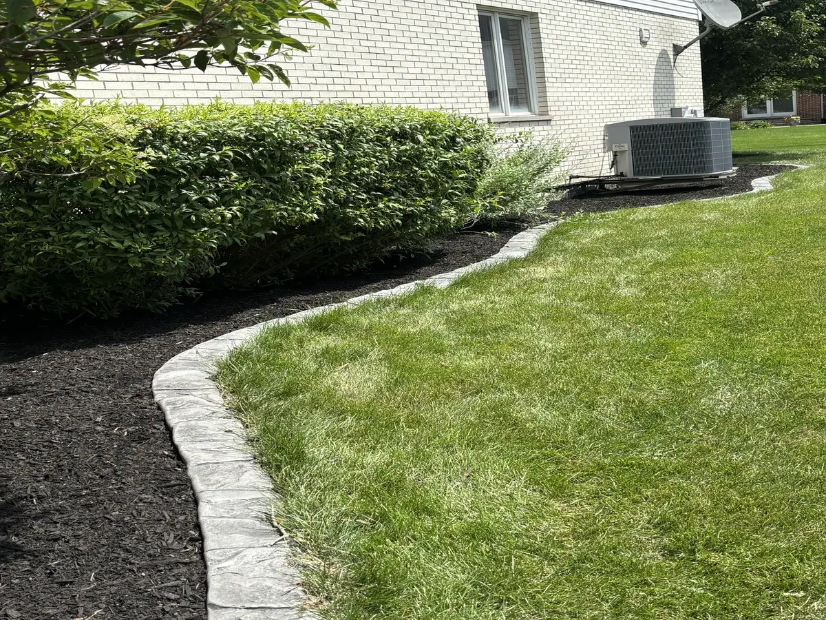 Black mulch installation after
